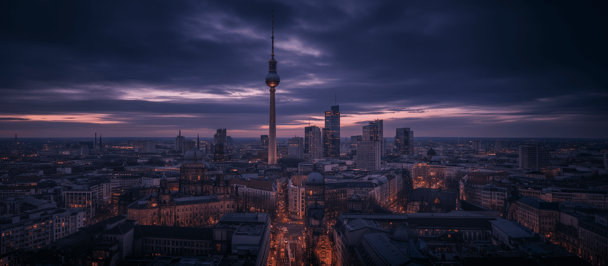 Berlin cityscape at dusk